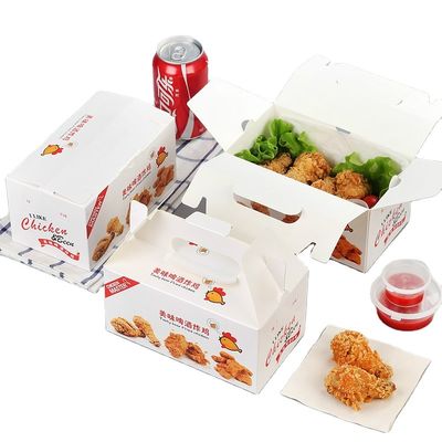 Hộp đóng gói thực phẩm tùy chỉnh 400gsm có thể gập lại dùng một lần Gà rán