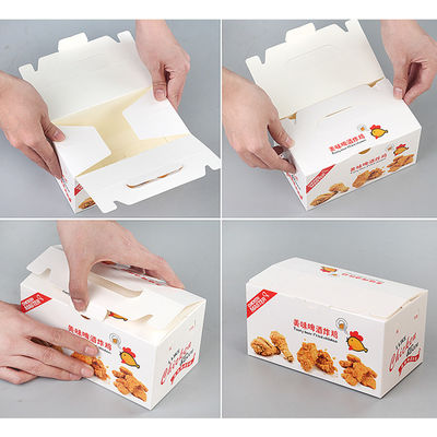 Hộp đóng gói thực phẩm tùy chỉnh 400gsm có thể gập lại dùng một lần Gà rán