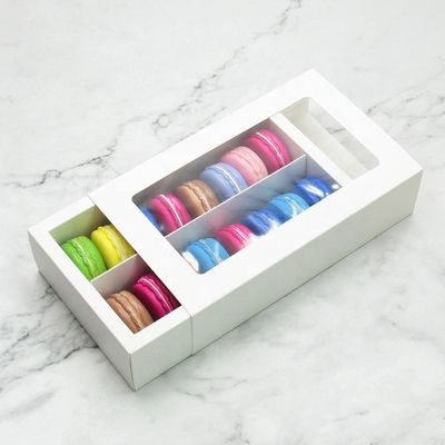 oEM Hộp đóng gói thực phẩm tùy chỉnh Macaron với cửa sổ rõ ràng